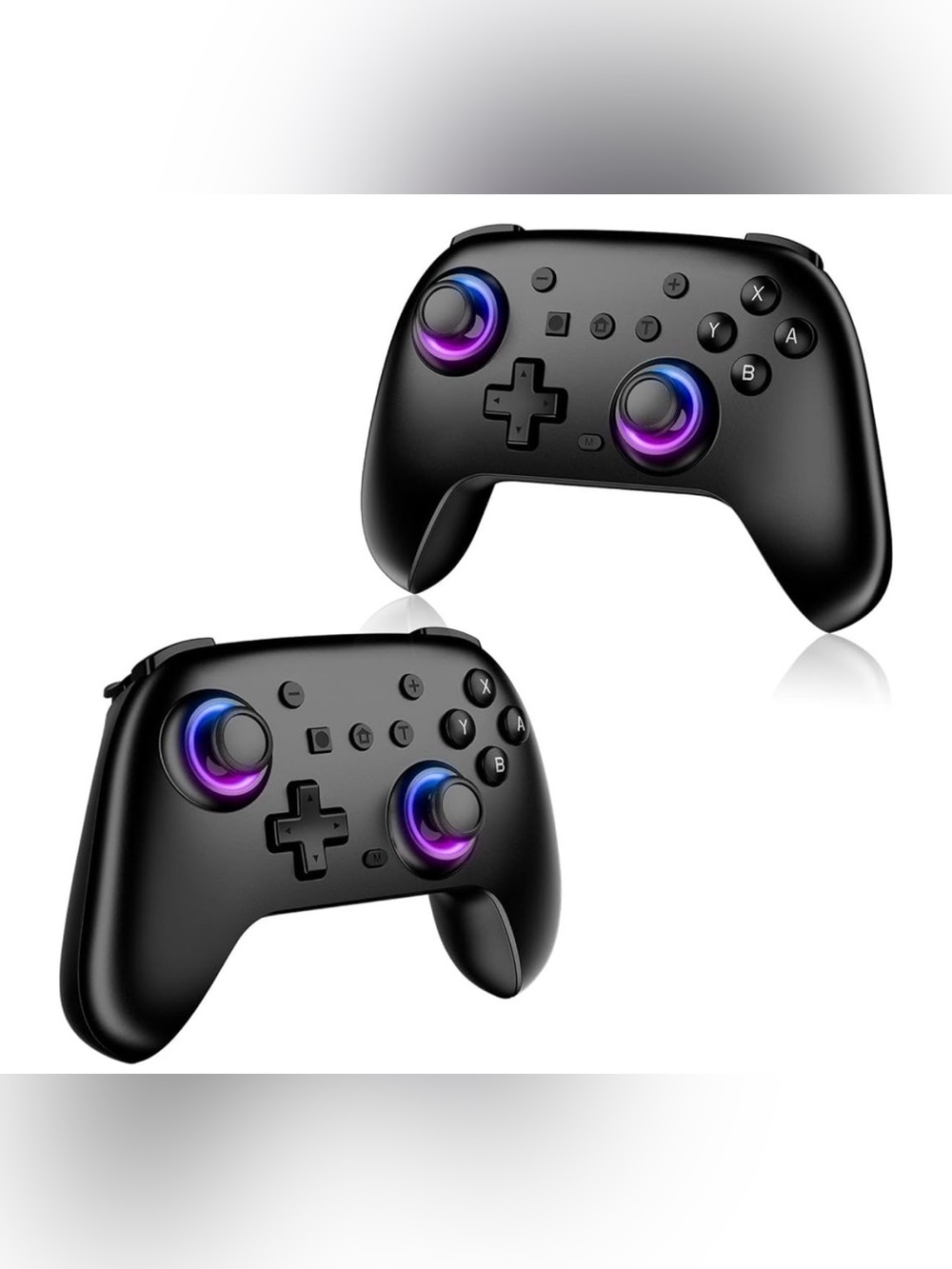 Wireless Black Game Controller with RGB Joystick Accent